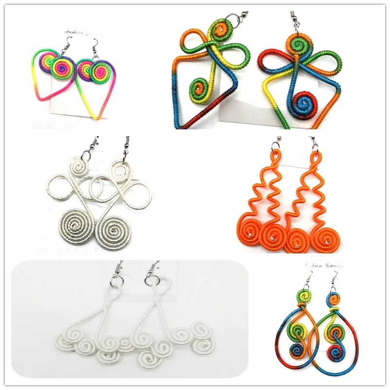 Красочные африканские серьги из проволоки|Серьги-подвески| |