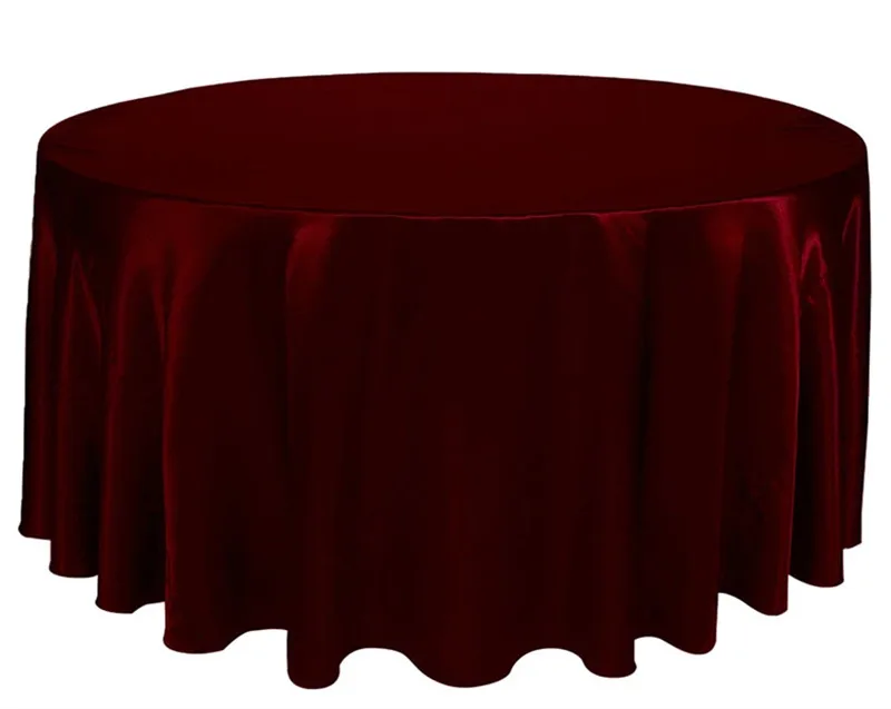 Burgundy WedFavor 1 шт. круглая атласная Скатерть для банкета, скатерти для свадебного стола, льняные скатерти для домашнего мероприятия, вечерние украшения для отеля - Цвет: Burgundy
