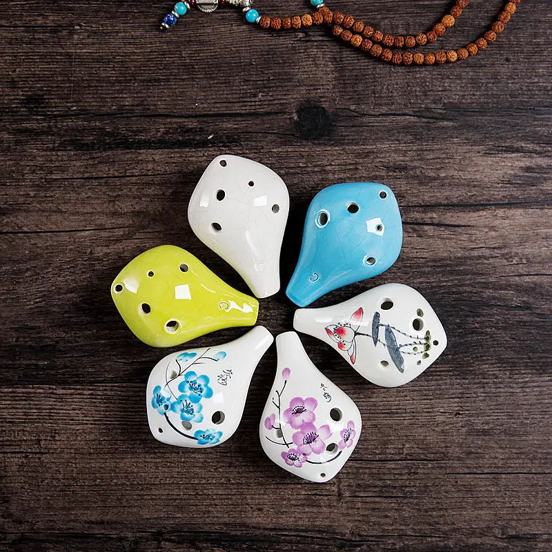 6 отверстий alto C ocarina оптовая продажа короткий рот ручная роспись лед трещины для
