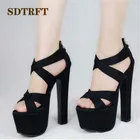 Женские босоножки на очень высоком толстом каблуке 17 см, размеры 34-38