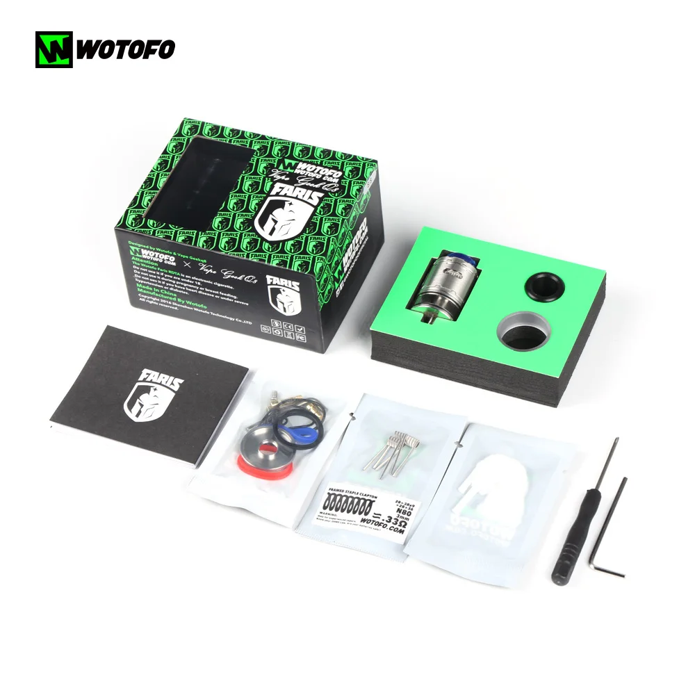 Оригинальный Wotofo Фарис RDTA распылитель для электронной сигареты резервуар