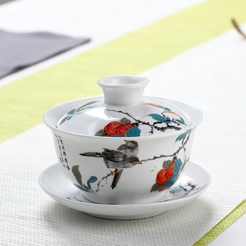 F 160 мл, китайский стиль, Gaiwan, керамическая фарфоровая аппликация, выбивает цветок, чайная чаша с крышкой, блюдце, набор, посуда для напитков, чайная посуда, чайная супница - Цвет: F