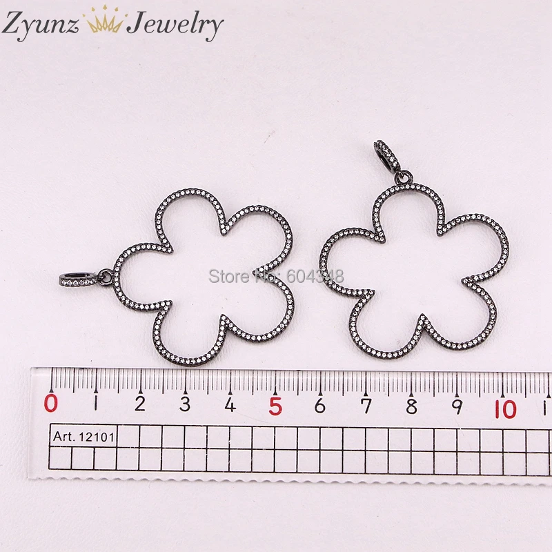 

5 Strands ZYZ300-4644 Hollow Flower Chocker Necklace For Women Micro Pave CZ Brass Pendant Statement Women Chain Jewelry