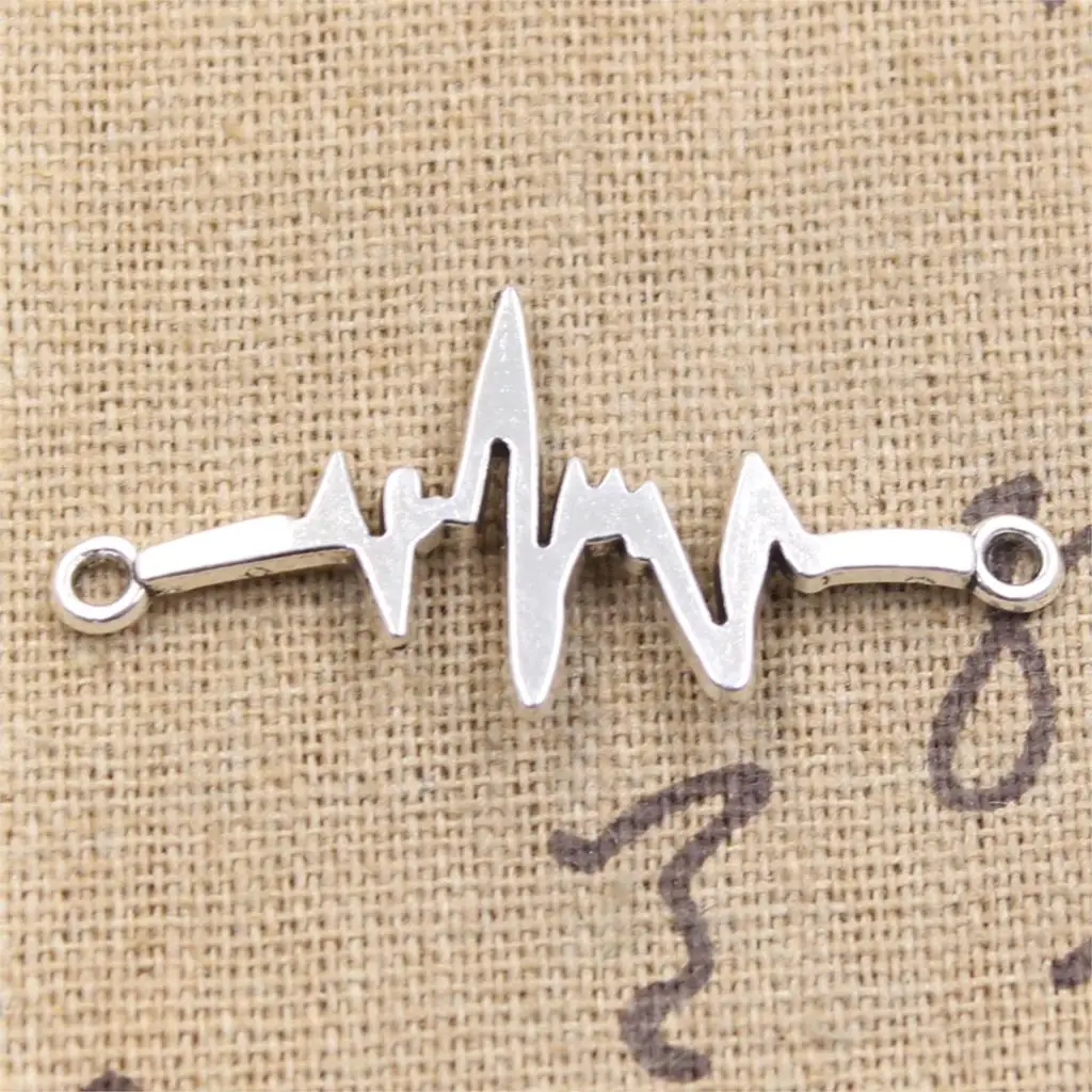 20 шт. подвески коннектор ECG Link 40x20 мм античный бронзовый серебристый цвет Подвески