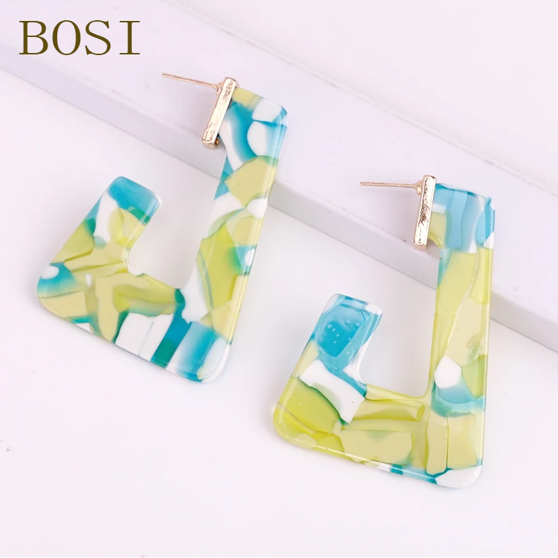Серьги акриловые Boho большой круг Мода для женщин геометрические Висячие красочные серьги из сплава ацетат эффектное