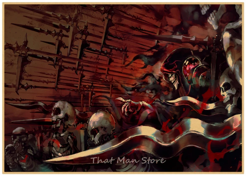 Overlord Ainz Ooal Gown Albedo Shalltear Bloodfallen Kraft Poster Retro Wall Stiecker Japanese Anime 42*30CM | Дом и сад