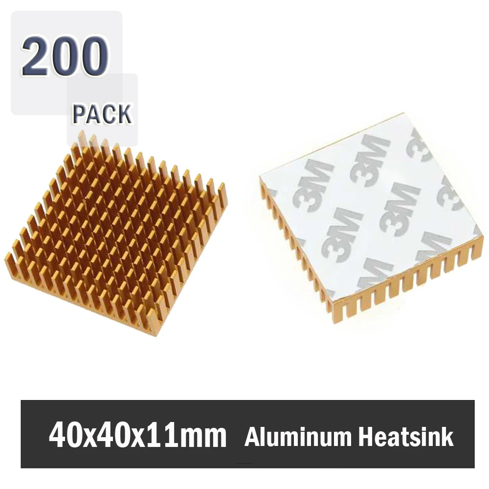 

200Pcs Gdstime 40x40x11mm Heat sink Aluminum Heatsink Cooling Cooler Electronic Chip IC LED With Thermal Conductive Tape