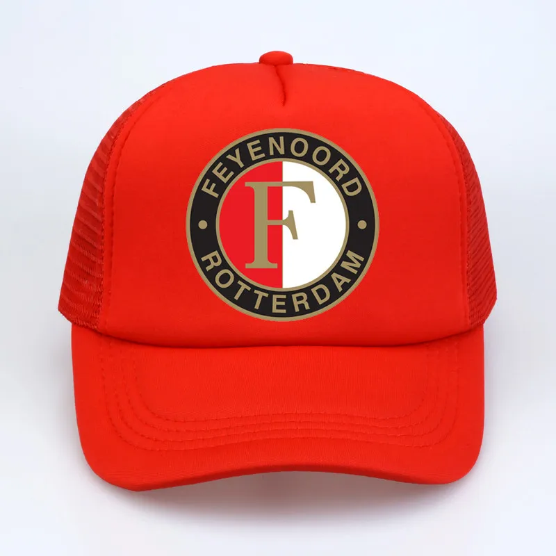 Красный Модная бейсбольная кепка Feyenoord, летняя, крутая, сетчатая Кепка для водителя грузовика, женская, мужская, с принтом, Feyenoord, Роттердам, Snapback, кепка, bone gorras - Цвет: Красный