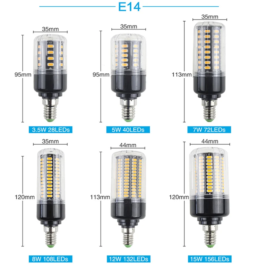 Энергосберегающие светодиодные лампы кукурузы AC110V 220V 5736 E14 E27 28 40 72 108 132 156