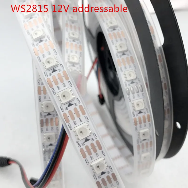 DC12V WS2815(WS2813 обновление) 5050 RGB светодиодный пиксель полосы, индивидуально адресуемых 30/60/144 светодиодный s/m; белая/черная печатная плата IP30 IP65 IP67