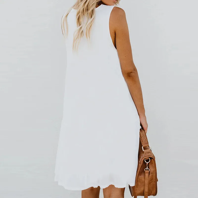 10pcs/lot Women Summer Casual Dress 2019 Plus Size V Neck Sleeveless Mini Floral Print A Line Loose Beach | Женская одежда