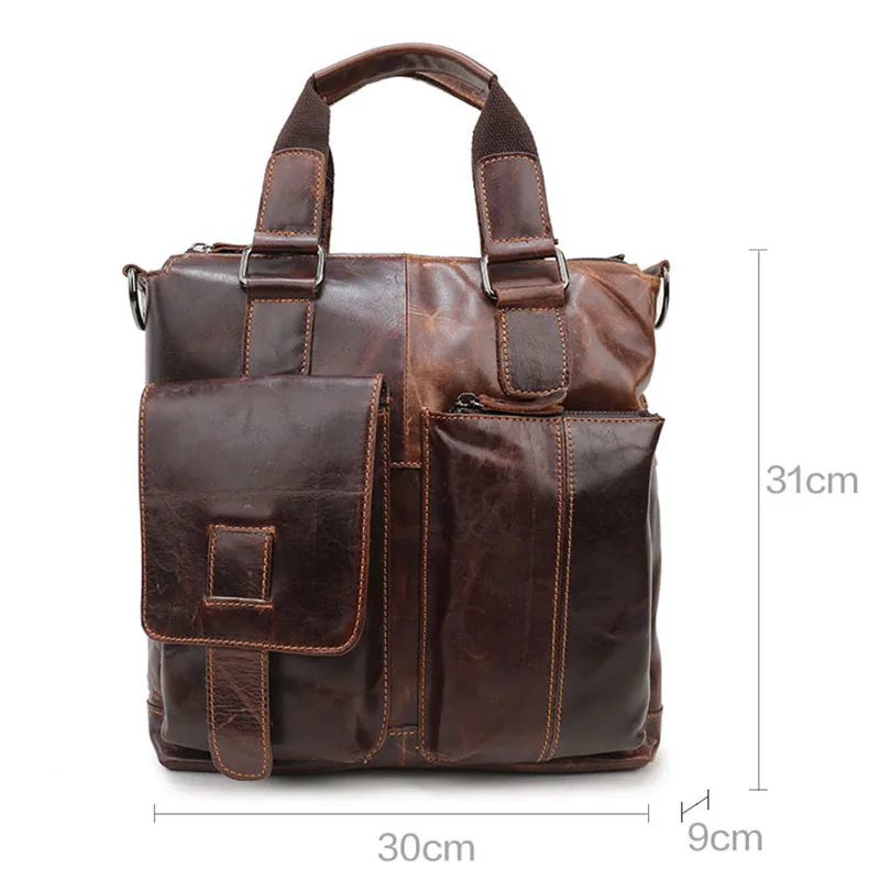 

Genuine Leather Bag Vintage Shoulder Bag Crossbody Designer Handbags High Quality Men Messenger Bags Male Laptop Briefcase