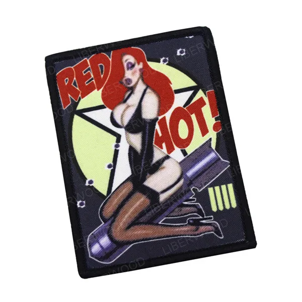 Красный горячий бомбардировщик Pin up Girl Nose Art Morale нашивка Тактическая Военная армейская Аппликация