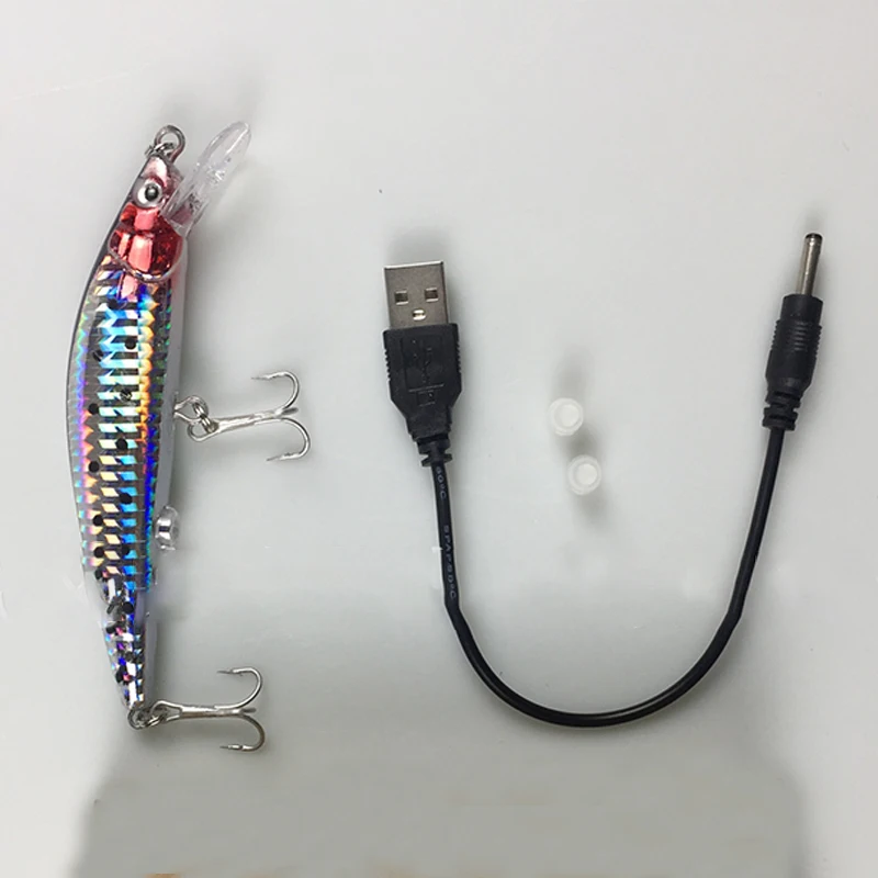 USB Rechargeable LED Twitching Fish Lure Electric Bait Life-like Vibrate Fishing Triple Reble Hook Electronic Baits | Спорт и
