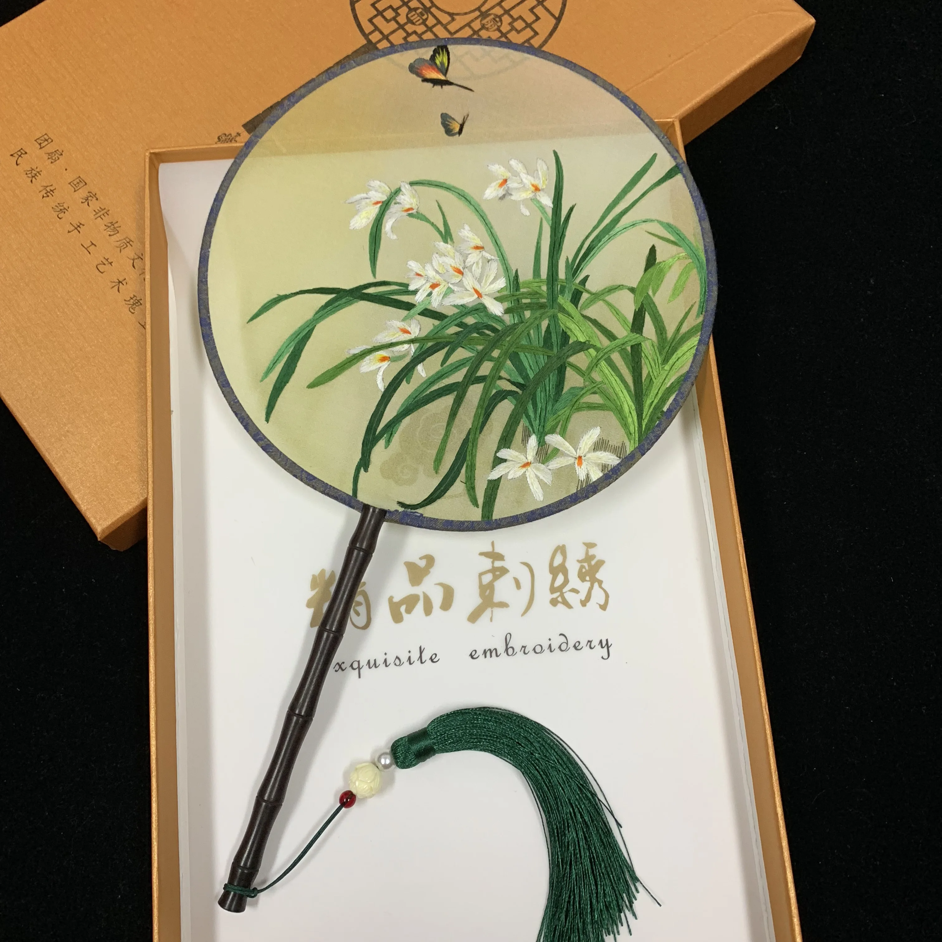 Ручная работа 100% шелк тутового шелкопряда вышивка в Сучжоу Круглый веер