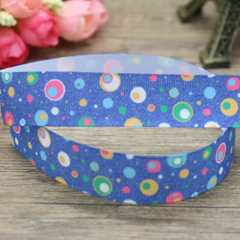 DHK 7/8 'Ƌ ярдов Жан пчелы горошек печатных grosgrain ленточный аксессуар hairbow