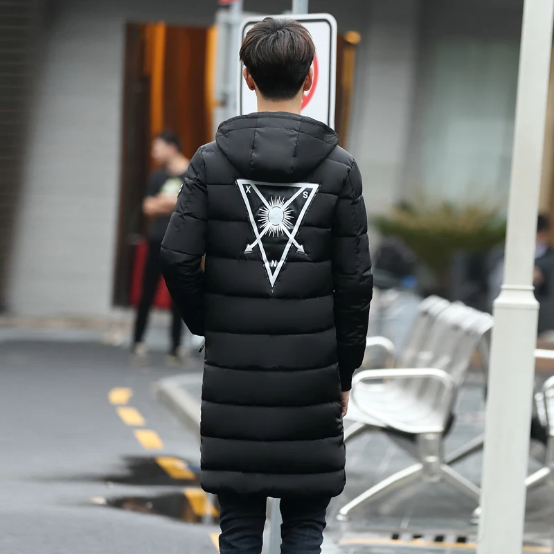 2017 Модный с капюшоном треугольный патч печатных длинный участок теплый хлопок