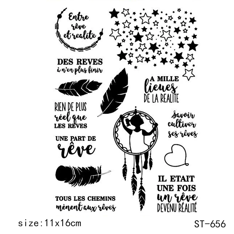 

AZSG Feather decoration Clear Stamps/Seals For scrapbooking DIY Card Making/Album Silicone Decoration crafts11*16cm