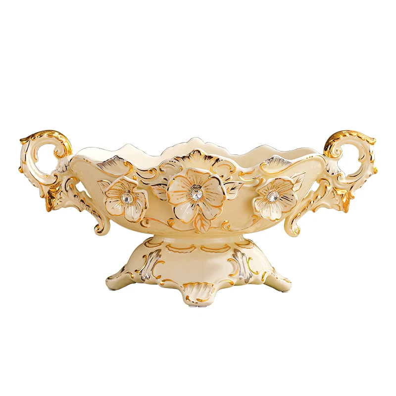 

European luxury high-grade ceramic fruit compote suite living room home decor decoration plate modern coffee table