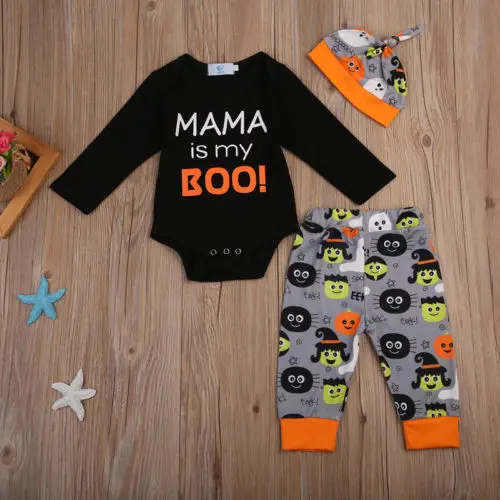Одежда для новорожденных мальчиков и девочек с длинными рукавами на Хэллоуин