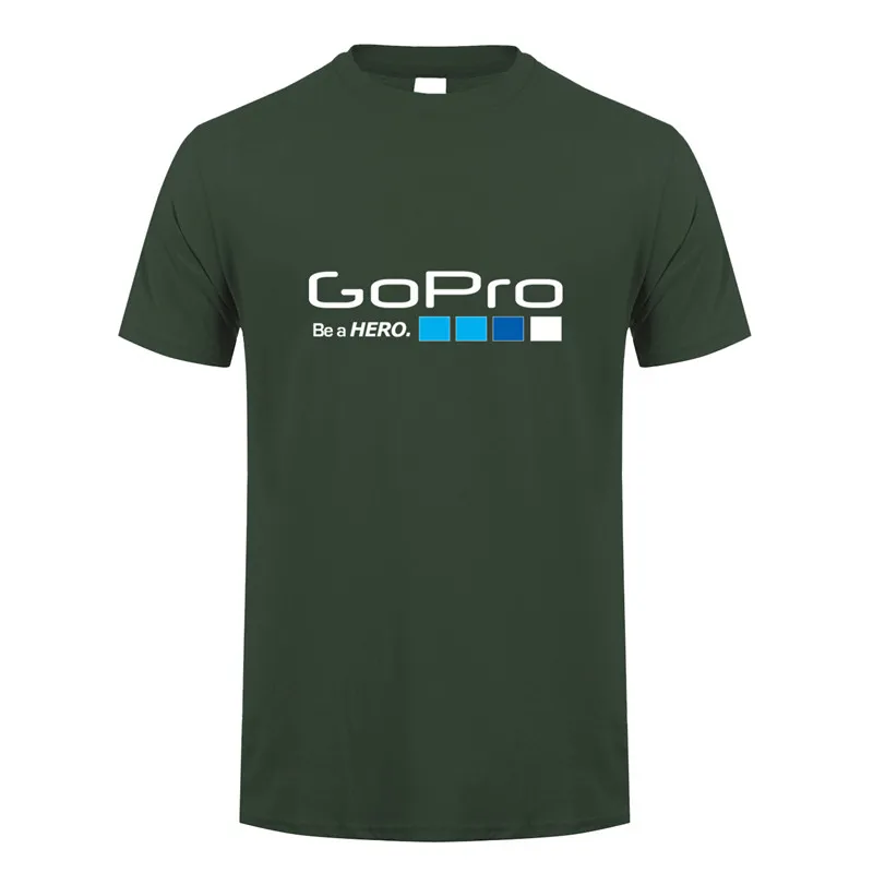 Forest green Летняя футболка Go Pro GoPro, топы для мужчин, короткий рукав, хлопок, Мужская футболка be a hero, мужские футболки, DS-015 - Цвет: Forest green