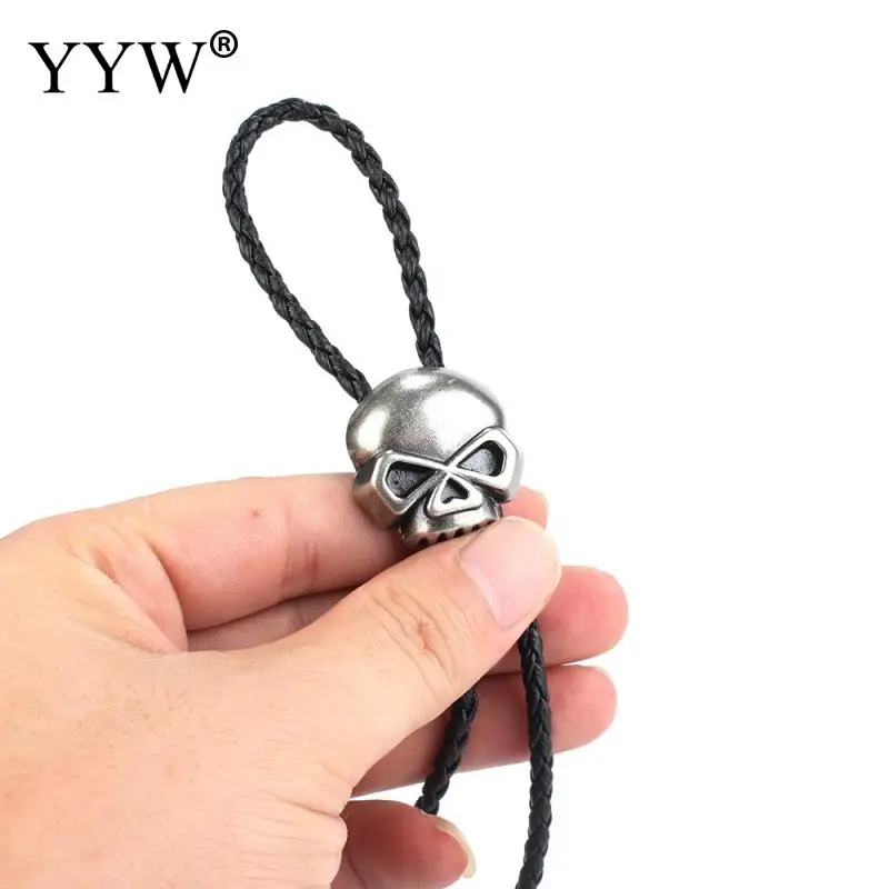 Punk cool Zinc Alloy Sweater Necklace with Nylon Cord Skull men/women necklaces pendants adjustable choker | Украшения и