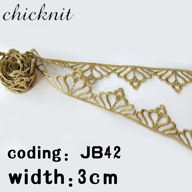 CHICKNIT Мода DIY крючком вышитые золотые кружева отделка для шитья свадебное платье аксессуары смокинг кружева JB45