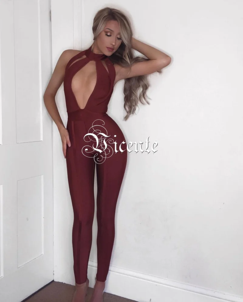 Vicente Горячая 2019 Новая мода ключ Отверстие полые вырезанные женские боди оптовая