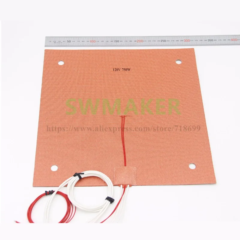 SWMAKER материал из США! CR10 силиконовый Нагреватель Pad 310x310 мм для BLV MGN Cube, Creality CR-10 3D картридж для принтера w/винтовые отверстия, датчик