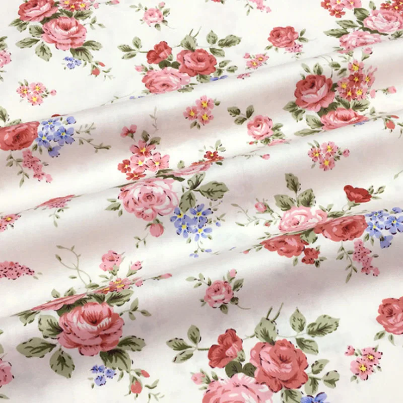 flower Хлопок, саржевая ткань, пасторальная, розовая, фиолетовая, роза, цветы, цветочный узор, ткань для DIY, для девочек, постельные принадлежности, одежда, платье, декор ручной работы - Цвет: flower