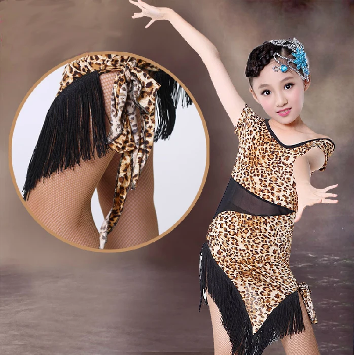 Детское платье для латиноамериканских танцев с леопардовым принтом|tango costume|children