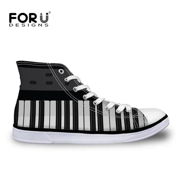 H3974AK FORUDESIGNS/Модная Мужская Вулканизированная обувь; классическая парусиновая обувь с высоким берцем и 3d-изображением гитары; дышащая мужская обувь на плоской подошве для подростков и студентов - Цвет: H3974AK