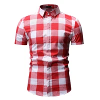 shirt mens plaid summer dress spring fashion mens shirt business shirt short sleeve top