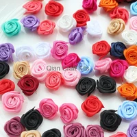 500pcs mix color mini satin rolled rosette fabric flowers size 18 25mm
