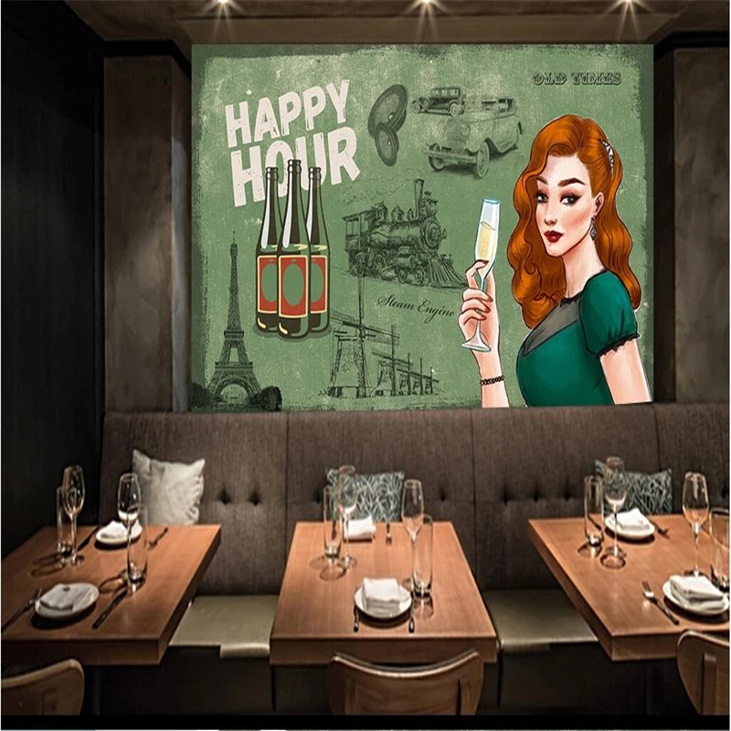 

beibehang Large custom wallpaper wall murals nostalgic advertising TV backdrop decorative painting wall papers home decor