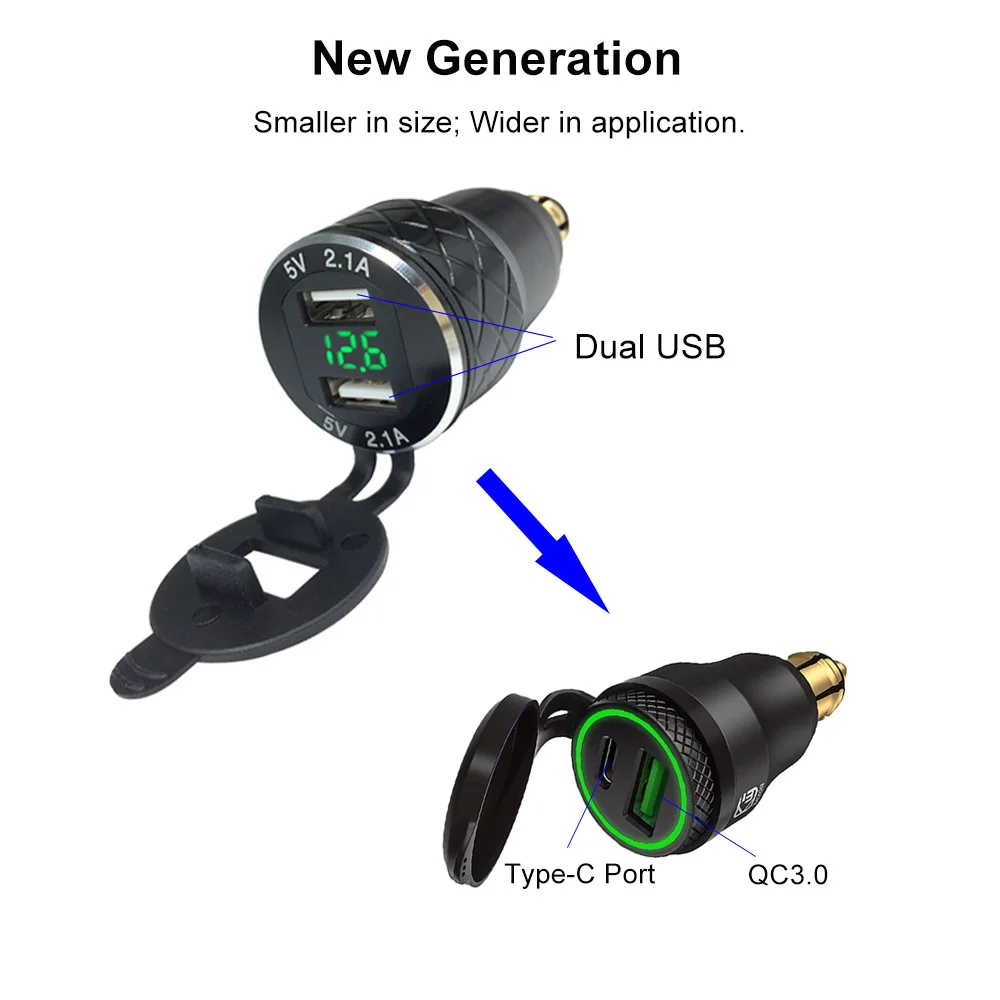 Зарядное устройство QC3.0 с двумя USB портами для BMW мотоцикла Triumph Tiger Ducati Hella разъем