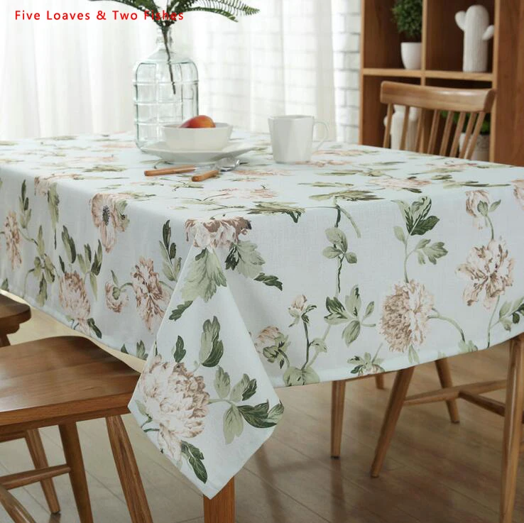 Free Shipping Peony flowers Square Tablecloths Cotton Linen Tablecloth Rectangular Table Cloth Solid cover Manteles | Дом и сад