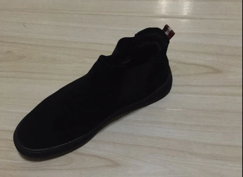 Черные зимние кроссовки «Челси» на толстой платформе для тренировок; ботинки на плоской подошве с высоким берцем; мужская повседневная обувь без застежки; ботинки из замши