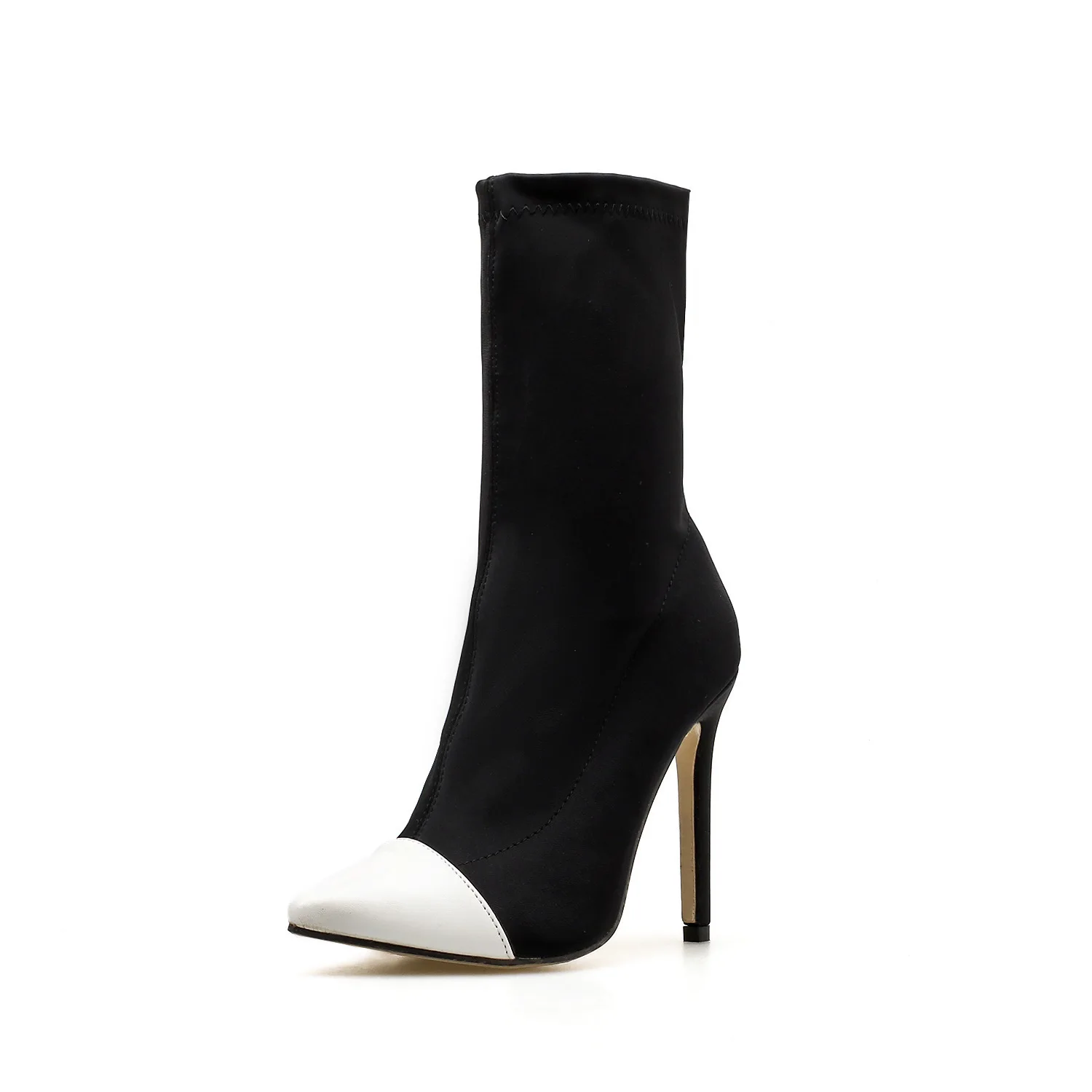 

Stretch Black White Comfortable Ankle Boots