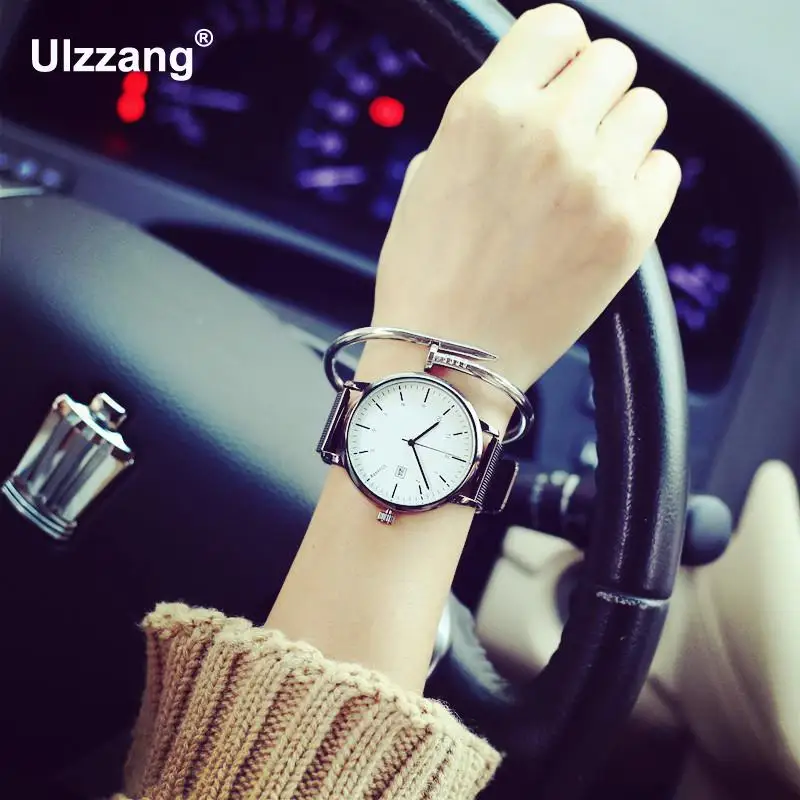 Кварцевые наручные часы для мужчин и женщин кварцевые из нержавеющей стали с