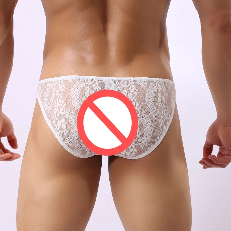 Мужские прозрачные трусы брифы темно синие тригонометрические с низкой талией