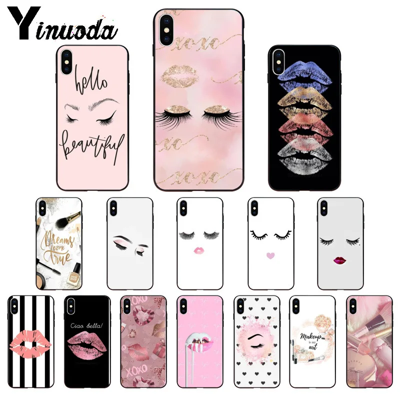Мягкий чехол для телефона Yinuoda из ТПУ с рисунком губ макияжа ресниц Apple iPhone 8 7 6 6S Plus