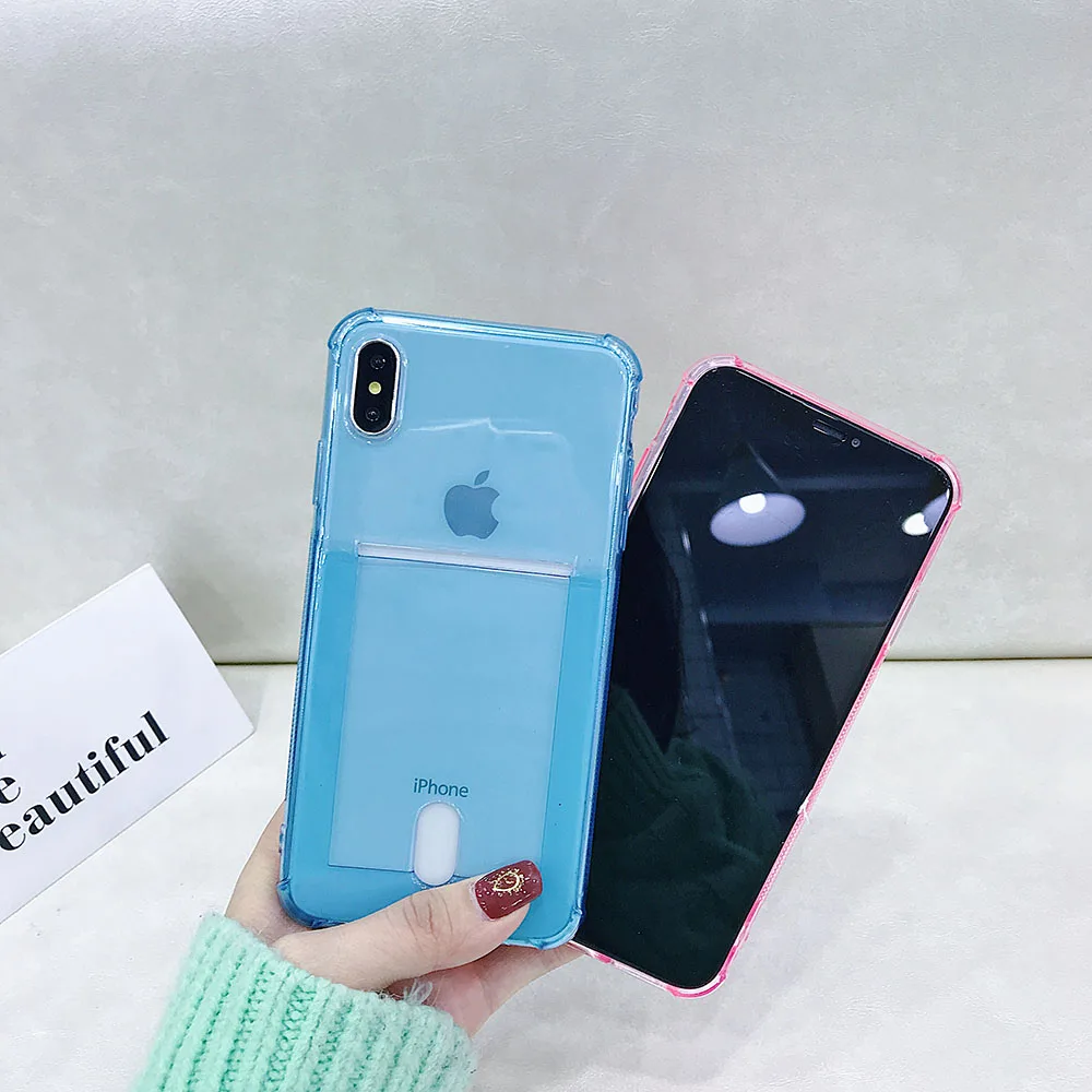 KISSCASE кремния мягкой ТПУ Телефон чехол для iPhone 6 6s 5S SE 5 прозрачная карта слот 7 8 Plus X