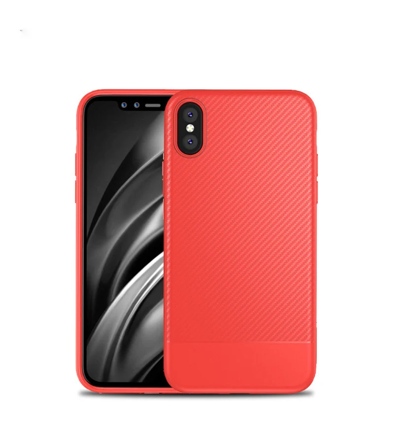 Lovebay чехол для телефона для iPhone 11, 6, 7, 8 Plus, роскошный мягкий ТПУ чехол из углеродного волокна для iPhone X, XR, XS, 11Pro Max, противоударный чехол на заднюю панель - Цвет: red