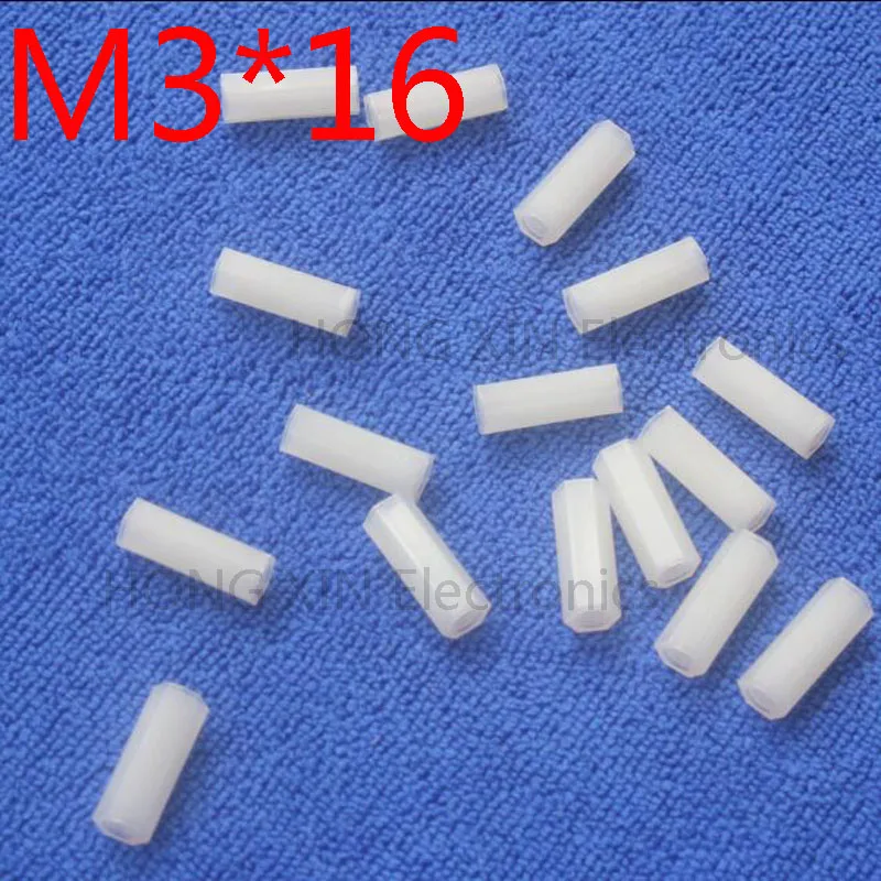 M3 * 16 мм 1 шт. Белая нейлоновая Шестигранная внутренняя Проставка с резьбой