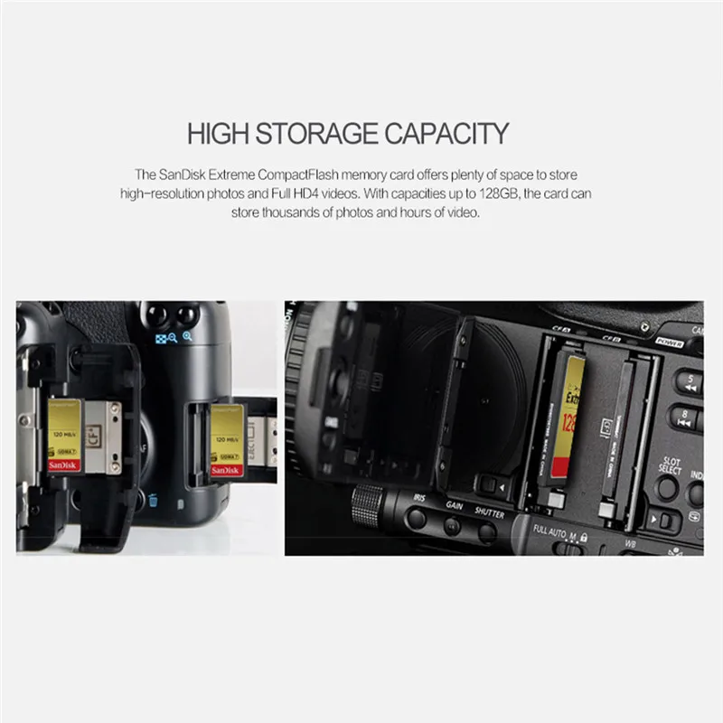 SanDisk Экстремальная компактная флэш-карта CF 128 ГБ 32 64 Гб Мб/с карта памяти для