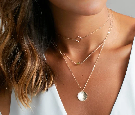 Золотистый изящный женский чокер ожерелье многослойное для девочек подарок