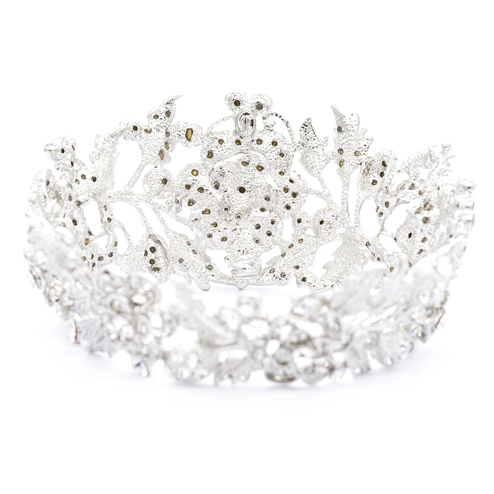 Тиары из натуральных австрийских кристаллов с круглыми цветами мини корона для