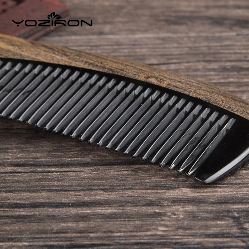 YOZIRON ручной работы натуральный бычий Рог Chacate Preto деревянная расческа для волос