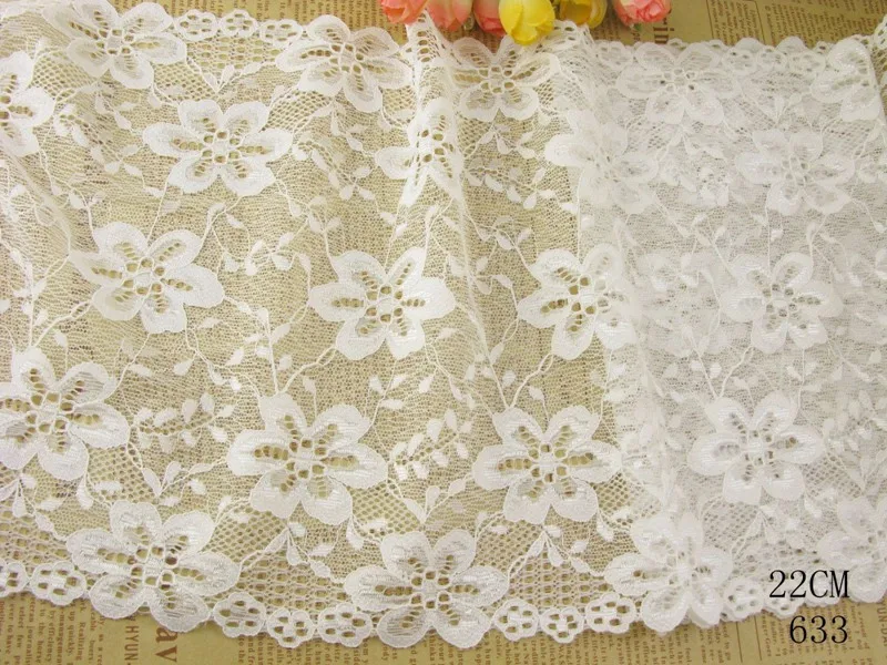 white 633 1 ярд, тонкое эластичное/спандекс, цветочное, розовое/фиолетовое/красное/белое/Черное кружево, отделка «сделай сам»/Шитье/Свадебное кружево 03 - Цвет: white 633